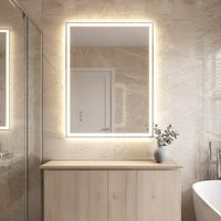 Songmics – Miroir lumineux de salle de bain 60,7 x 80,7 cm – Anti-buée – Éclairage LED ajustable – Verre trempé blanc
