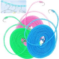 Lot de 3 cordes à linge coupevent antidérapantes 10 m Accessoire de camping pour jardin, voyage, vacances, campingcar ou caravane