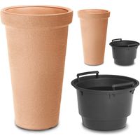 CASARIA® XXL Plant Pot 42 Litre Capacity 40 cm Diameter 63 cm Height Customisable Drainage Weatherproof & UV Stable Durable Plastic Removable Inner Pots 2er Set Terracotta (de)