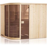Cabina de sauna redonda 244x194x199 con estufa con control remoto