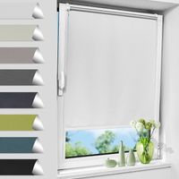 Allesin Store Enrouleur Occultant Thermique sans Perçage, Rideau Opaque Isolant, Montage Simple pour Fenêtre ou Porte, Largeur du Tissu 50 cm, 50l x 150L cm, Blanc