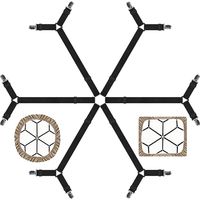 Sheet fasteners - Adjustable elastic sheet straps, 6-way cross clips, suitable for round and square mattresses, a gift for mom, black