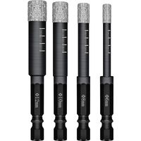 BRAVIX Lot de 4 Forets Mèches diamant pour Carrelage Céramique Grès Cérame Tuiles Verre Pierre. Mèches Diamantées Professionnelles Carreaux de Céramique Drill Bits Tool - 6mm 8mm 10mm 12mm