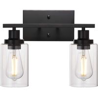 Galozzoit – Vintage-Badezimmerwandleuchte in Schwarz – Klarglasschirm – LED-kompatibel – Einfache Installation – Einstellbare Helligkeit