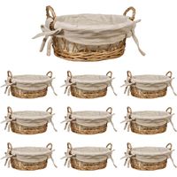 Ceste cestini portapane tondo x10 vimini con manici intrecciati cm19,5x15,5xh 12