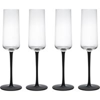 Mikasa Palermo Set de 4 Verres de Champagne Glass Crystal, 250ml, Set de Champagne Glasses de with Black Stand, Crystal 100% Lead Free - Gift Box de Gift and Dishwasher Safe