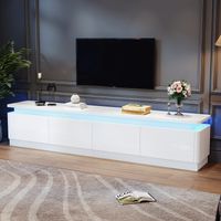 Mobile TV Mobile TV moderno 180x34x40 cm Credenza bassa LED e 4 cassetti contenitore Mobile soggiorno Per TV 80 " Bianco lucido