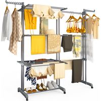 Vounot – Séchoir à linge extensible 4 niveaux – étendoir vertical pliable 190x64x170cm – charge max 45kg – 6 roues dont 3 freinées – finition anti-rouille