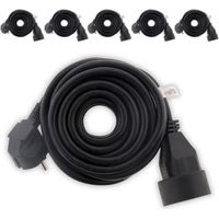 Lot de 6 prolongateurs 16A 2P+T HO5VV-F 3G1,5mm² - Noir 10m - Zenitech