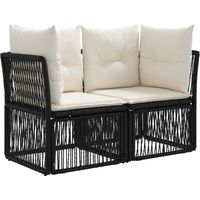 vidaXL Garden Sofa Set 5 pcs Black Poly Rattan
