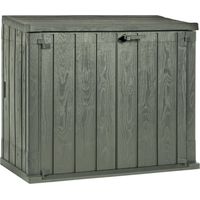 Toomax Storer Plus Baule portattrezzi da giardino 842L effetto legno verde foresta, 129,5x74,5x111h cm, baule portattrezzi in plastica resistente, ideale per interni ed esterni