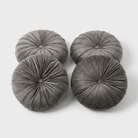 Lot de 4 coussins ronds 40 cm pour canapé en polyester et velours Artemis YES - Gris foncé