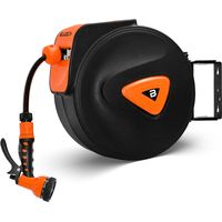 Avvolgitubo Automatico per Giardino Acqua Girevole ed Autoavvolgente 20M montaggio a parete