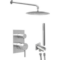 Sapho Minimal - Set doccia con miscelatore da incasso, con corpo, diametro 30 cm, acciaio inox MI042-01