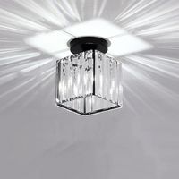 Modern Glass Square Ceiling Light, E27, Height 17 cm, Easy to Install, Black