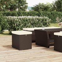 vidaXL Pouf avec coussin marron 40x30x40 cm résine tressée
