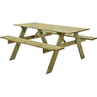Mesa Picnic Jardín Madera Tratada en Autoclave Strong 165 Exterior con 2 Bancos 164 x 150 x 75 cm 6/8 Adultos Espesor 20/28 mm Normativas EN581 FSC THW