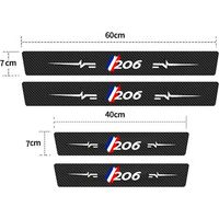 (4 pièces) Protections de seuil de porte en fibre de carbone pour Peugeot 206,protections anti-rayures pour coffre arrière et pare-chocs