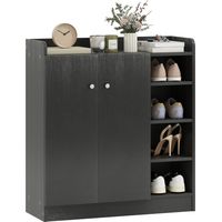 Mueble Zapatero de 2 Puertas Zapatero Estrecho con Estantes Ajustables para 12 Pares de Zapatos 83x30x90 cm Negro