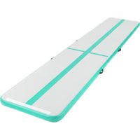ECD Germany Colchoneta de Gimnasia Artística Airtrack 5m, Verde Menta, Esterilla Hinchable para Tumbling, 10 cm de Grosor, Colchón de Yoga/Pilates con Bomba de Aire Eléctrica y Bolsa de Trasnporte