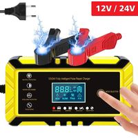 Cargador de batería para coche GABRIELLE 12 V/6 A, cargador de batería inteligente, pantalla LCD, mantenedor de cargador de batería con múltiples protecciones.