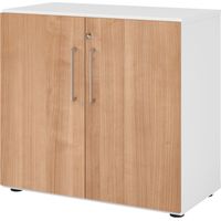 bümö smart Aktenschrank - 2 Ordnerhöhen Weiß/Nussbaum