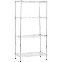1 - Étagère métallique - Rack de rangement - 4 tablettes réglables sans outil - Acier chromé robuste pour cuisine bureau garage - Chromé - 34x58,9x121,9 cm