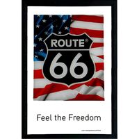 Miroir rectangulaire sérigraphié route 66 - feel the freedom