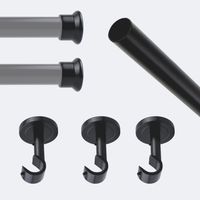 Kit de tringle à rideaux Noir Mat 250cm Diam.20mm Embout Chapeau - Fixation Plafond - Boulet