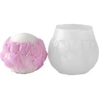 Moules à bougies en Silicone gaufré de fleurs, moule de-5477