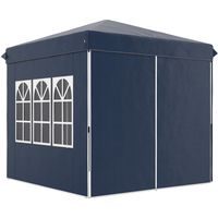 Carpa Plegable Pop-up 2,5x2,5 m 4 Paredes Laterales Anti-UV Altura Ajustable Bolsa Transporte Azul Oscuro