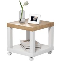 Mesa auxiliar avec roues étagère ouverte 40x40x40 cm Naturel et Blanc