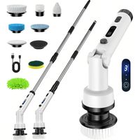 Brosse Nettoyage Electrique Rotative -Brosse de Nettoyage Electrique avec 8 Têtes, 3 Vitesses Manche Extensible Rechargeable Brosse Nettoyage pour Salle de Bain, Cuisine et Voiture