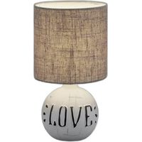 Lampe table ESNA grise RL E14 tissu pied brun céram.