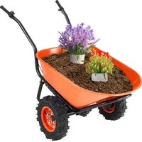 VEVOR Carretilla electrica , carretilla de jardín con motor de 500 W, capacidad de carga de 7 pies cúbicos y 573 libras, con manija de metal y ruedas de 16", carretilla de jardín de dos ruedas y vagon