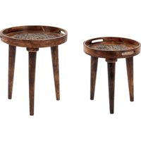 Beistelltisch 2er Set ASTAI Mango Holz Dunkelbraun