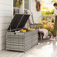 Coffre de jardin en résine tressée, coffre de rangement extérieur 650 L imperméable avec doublure zippée