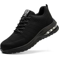 Scarpe antinfortunistiche Uomo Donna Sneaker antinfortunistica leggera Scarpa da lavoro comoda e traspirante con puntale in acciaio Nero Taglia 45