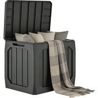 Baúl de Almacenaje Exterior de Plástico Capacidad 121L con 2 Asas y Tapa Bloqueable Impermeable 56x45x53 cm Negro