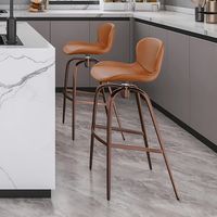Tabourets de bar, tabouret de bar en métal, tabouret de bar à hauteur de comptoir avec base en acier au carbone, chaises de bar pivotantes avec dossier, tabouret de bar en cuir de vache italien, for î