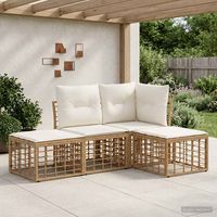vidaXL Outdoor Sofa Set Natural Poly Rattan