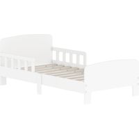 Letto per Bambini 3-8 Anni Basso con Sponde Laterali e Bordi Lisci, in Legno, 143.5x74.2x54 cm, Bianco