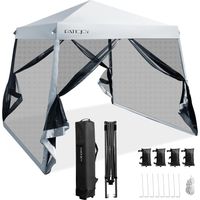 Costway – Tonnelle pliante 3 x 3 m imperméable – Hauteur réglable 237-246 cm – Tissu Oxford UPF 50+ – Parois en maille pour ventilation – Sac de transport inclus