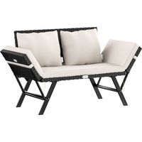 Polyrattan garden benchsofa blackcream 176x56x81cm