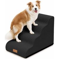 VOUNOT® Escalera para Perros 4 Peldaños 40x72x50cm Rampa para Perros Espuma Alta Densidad para Cama Sofá, Cachorros y Mascotas Mayores Antideslizante Funda Lavable Negro