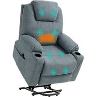 Massagesessel Aufstehhilfe Seniorensessel. 8 Massagepunkte. Seitentaschen. Fernbedienung. 90L x 101B x 107 cm. Grau