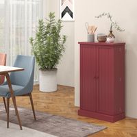Armoire meuble de cuisine garde-manger 2 portes avec 5 étagères et 12 porte-épices - 60 x 30 x 104 cm - rouge