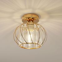 Goeco – Plafonnier LED en cristal or – Mini lustre E27 40W max – D 18 cm x H 12 cm – Pour cuisine, salle à manger, couloir