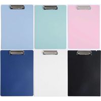 Lot de 6 porte-documents en plastique avec pince métallique discrète, format A4 standard, pour salles de classe, infirmières, bureaux, écoles, étudiants, femmes et restaurants.