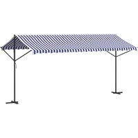 Auvent autoportant bleu et blanc 500x300 cm tissu et acier
